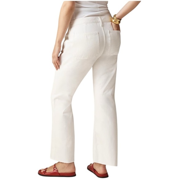 J Crew White Sailor Mid Rise Relaxed Demi Boot Jean Womens Size 27 Gold Buttons - Picture 2 of 16